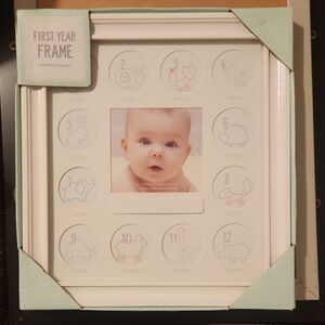 First Year Baby Photo Frame - White